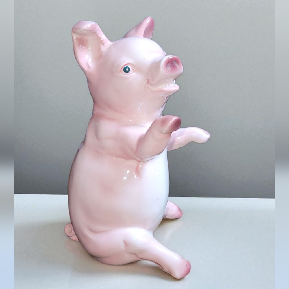 Charming Vintage Pink Pig Figurine Aldon 1970s